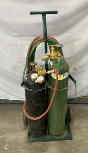 Oxy-Acetylene Torch Kit with Size 80 & B Tanks, Regulators, 20 ft Hoses, Rolling Cart