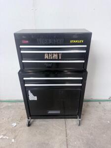 Stanley 2-Piece Rolling Tool Chest, 6 Drawers, Ball Bearing Slides, Black, Steel Construction