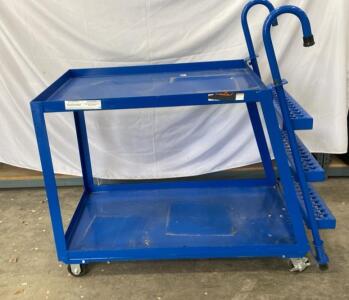 Uline 3-Step Stock Picking Cart with Integrated Ladder, 440 lb Capacity, 48"x24" Shelves, Blue