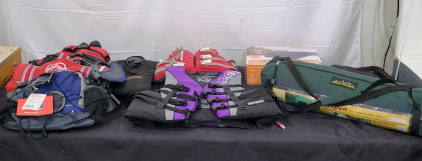 Outdoor Camping & Rafting Lot! Including: USCG Approved Life Vests, Backpack, Air Mattress, & More!