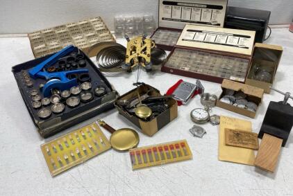 Vintage Watchmaker & Clockmaker Tool and Parts Lot with Berfix Spring Bar Assortment