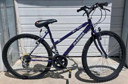 Magna MT Trail 15-Speed Hardtail Mountain Bike, 26" Wheels, Purple, Step-Through Frame