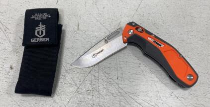 Gerber Randy Newberg DTS Folding Hunting Knife, 3.75" 440C Blade, D2 Tendon Tool, Sheath Included