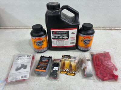 Rifle Powder, (2) Muzzleloading propellant,(100) E-Z Load High pressure 54. Cal sabot ,Various Bore cleaning tools and