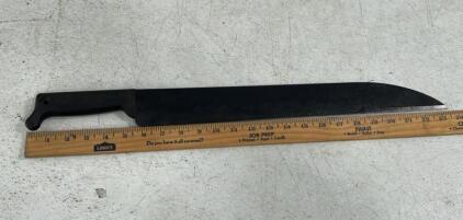 Black machete with a 17 6/8 inch blade 23 1/2 inches total