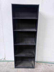 Black 5-Shelf Freestanding Bookcase, Engineered Wood, 71x24.5x11.5 in, Adjustable Shelves