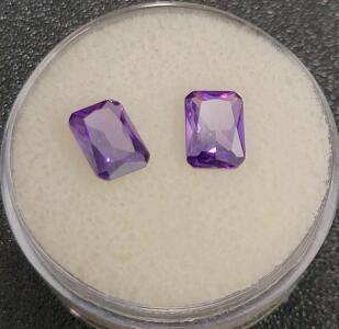 2.45ct Pair of Natural Purple Tanzanite Emerald Cut Faceted Gemstones