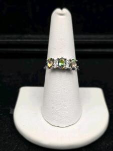 Mystic Rainbow Topaz .925 Silver Ring, Sz 7.5