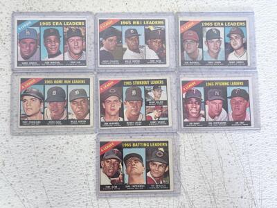 1966 Topps Baseball 1965 Leaders Cards Lot &ndash; Koufax, Oliva, Yastrzemski, AL/NL Stars
