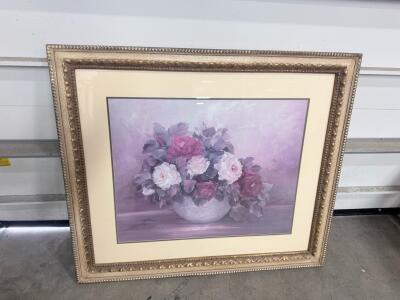 Framed Floral Print with Ornate Gold Frame, 36" x 30"