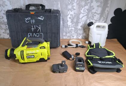 (1) 1560 Pelican Case & (1) Ryobi Electrostatic Sprayer W/ Battery, Charger & Carry Bag