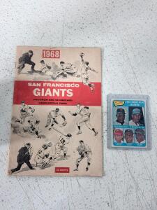 1968 San Francisco Giants Program & 1965 Topps #4 NL Home Run Leaders Card Willie Mays, Cepeda