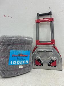 MILWAUKEE 150LB Capacity Folding Hand Truck. Pack of moving blankets ( 12 blankets)
