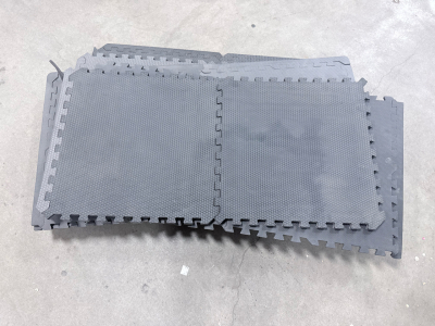Interlocking EVA Foam Floor Mats, Black/Grey, 24"x24"x3/8", Set of 5, Waterproof, Anti-Fatigue