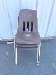 Stackable Student Classroom Chairs, Molded Plastic Seats, Metal Legs, Set of 3