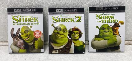 Shrek 1-3 4K Ultra HD Blu-ray Set, 20th Anniversary, Digital Codes & Slipcovers, DreamWorks