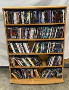 Extensive Blu-ray & DVD Collection with 5-Shelf Wooden Media Rack- Rocky - the Thing and much More
