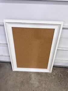 White Framed Cork Bulletin Board, 24" x 30"
