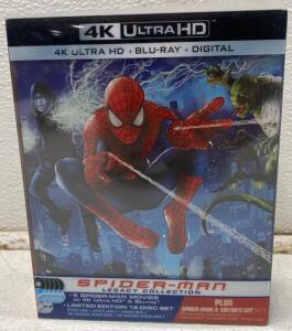 Spider-Man Legacy Collection 4K Ultra HD Blu-ray 12-Disc Set, Sony, 5 Movies, 40+ Hours Bonus, UPC 043396507388