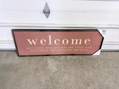 Decorative Wooden Welcome Sign with Motivational Message, 38"x12"