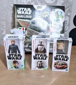(3) Disney Star Wars Action Figures, Luke Skywalker, The Mandalorian & The Child & (1) Star Wars The Madalorian Holliday Countdown Calander Supprise Box