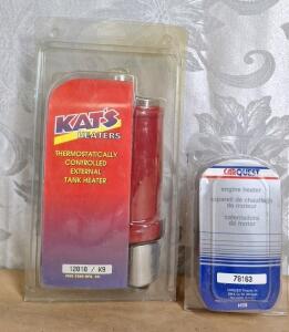 (1) Kat's Thermostatically Controlled Tank Heater, 12010 / K9 & (1) CarQuest Thermostatically Controlled Engine Heater, 78163
