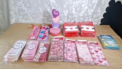 Lot Of Assorted Valentines Day Gift Wrapping Supplies