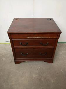 Dark Wood 2-Drawer Lateral File Cabinet with Cable Grommets & Hanging File Storage