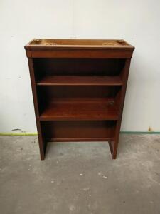 Desk Hutch Top Bookcase, 2 Shelves, Dark Cherry Finish, Decorative Molding, Approx. 36"x36"x12"