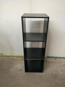 Black 3-Shelf Bookcase, Fixed Shelves, Laminate Particleboard, Approx. 32" Tall
