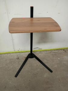 Compact Metal Side/Laptop Table with Wood Top, 20"x14" Surface, Freestanding Black Base
