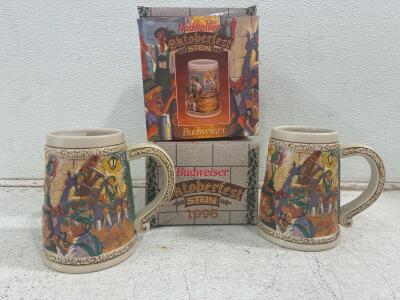 (2) 1996 Budweiser Oktoberfest Ceramic beer stein