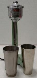 Arnold Electric No. 17 Drink Mixer, 110V 85W, 2 Stainless Cups, Serial 711118, Circa 1920s-30s
