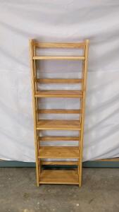 Wooden Folding 6-Shelf Bookshelf/Storage Rack with Natural Finish