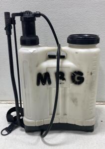 Manual Backpack Sprayer, 4 Gallon Poly Tank, Piston Pump, 21" Wand, "M&G" Marked, White/Black