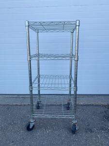 HSS Stainless Steel 3-Tier Wire Shelving Cart with Adjustable Shelves and Locking Casters