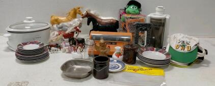 Vintage Household Lot: Hamilton Beach Cooker, Duet-All Game, Promo Hats, Collectibles
