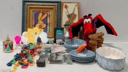 Bugs Bunny Art, Mid-Century Music Plaque, Plush Dragon, Kitchenware & More
