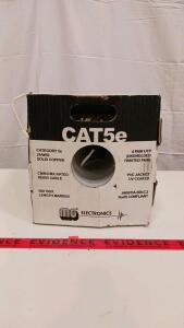 500ft MG Electronics Cat5e 24AWG Solid Copper CMR Riser Ethernet Cable, White, 4 Pair UTP PVC