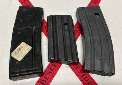 Three AR-15/M16 Style Magazines, 5.56mm/.223, 20 and 30-Round, Triple K & USGI, Stamped 33710 4-04
