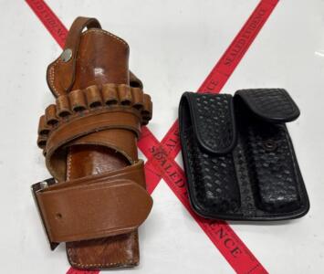 Bianchi #11 Large 44 Leather Holster Belt with Cartridge Loops and Model 3500 Duty Pouches