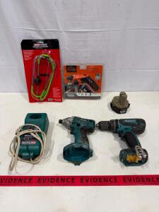 Makita LXPH01 18V Drill, 6932FD 14.4V Impact, Batteries, Charger & Black+Decker BDCS20C Set