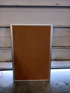 Aluminum Frame Cork Bulletin Board, 24" x 18", Wall-Mountable (R-4)