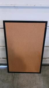 INNUE 36"x24" Cork Bulletin Board with Aluminum Frame, Wall Mount, Brown/Black (R-4)