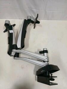 VARIDESK Dual Monitor Arm Desk Clamp, Silver/Black, Fits Up to 27" Monitors, VESA Compatible