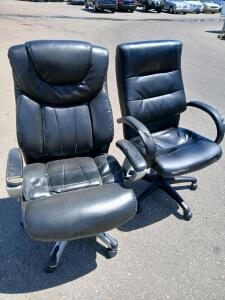 Black Executive Office Chairs &ndash; High Back, Faux Leather, Padded Armrests, Swivel Base, Set of 2