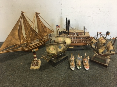 Assorted Collectable Ships and small Litehouse