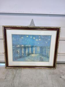 Framed Vincent van Gogh "Starry Night Over the Rh&ocirc;ne" Print, 32.75" x 26.75" (R-4)