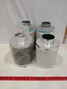 Activated Carbon Air Filters, 6" & 4" Flange, 24" & 13" Height, Pre-Filters Included