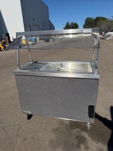 Heritage Stainless Steel Mobile Cold Food Well with Sneeze Guard, 60", Ice-Cooled